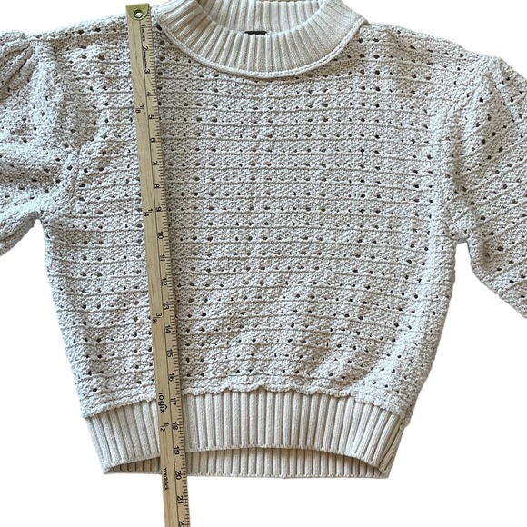 Womens FREE PEOPLE Cream Knit Sweater w/ Balloon Sleeves sz XS - Picture 4 of 6